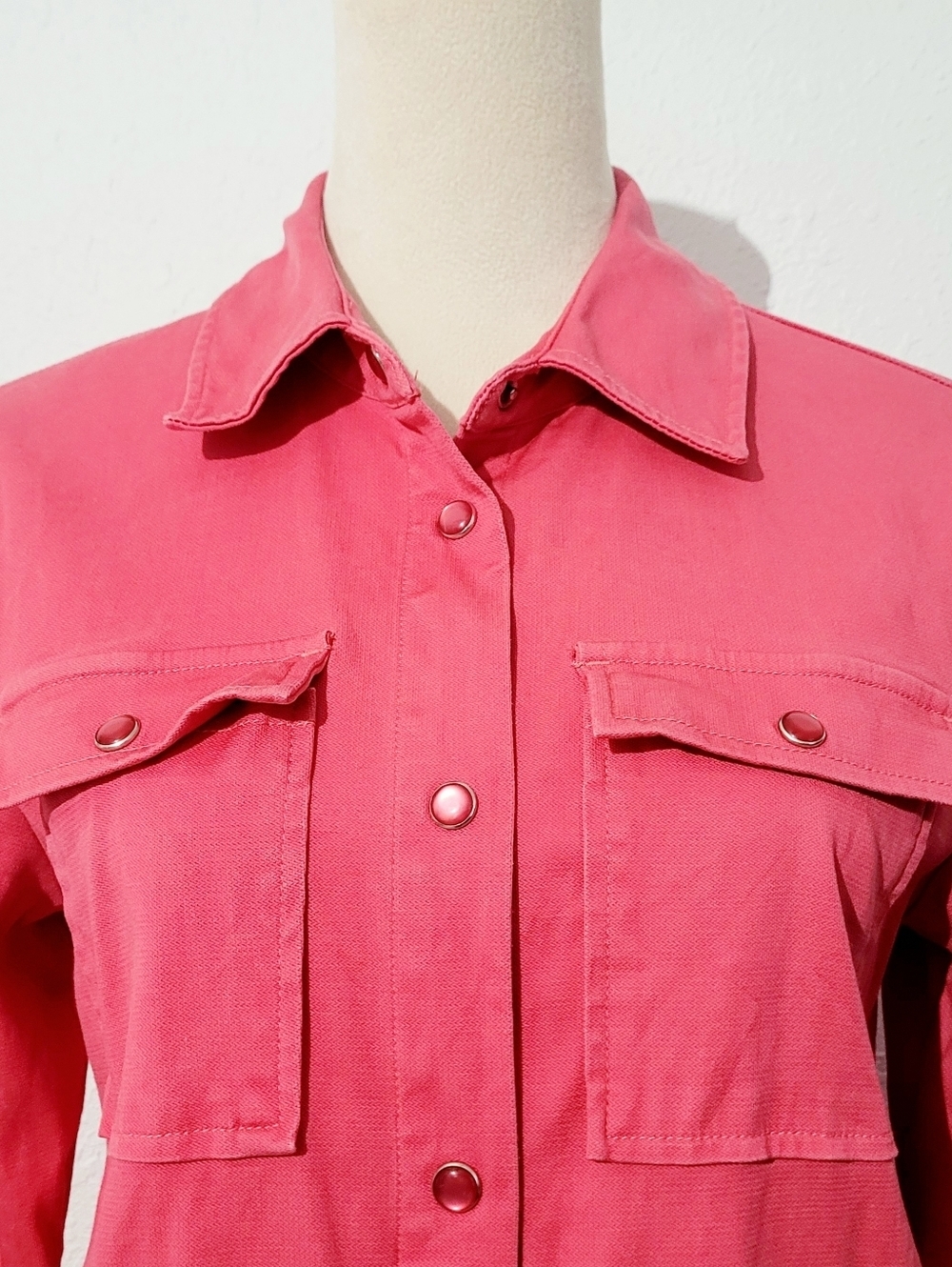 Liverpool Pink Shacket Size XS Lightweight Pearl Snap Front Shirt Jacket Casual - Picture 3 of 14